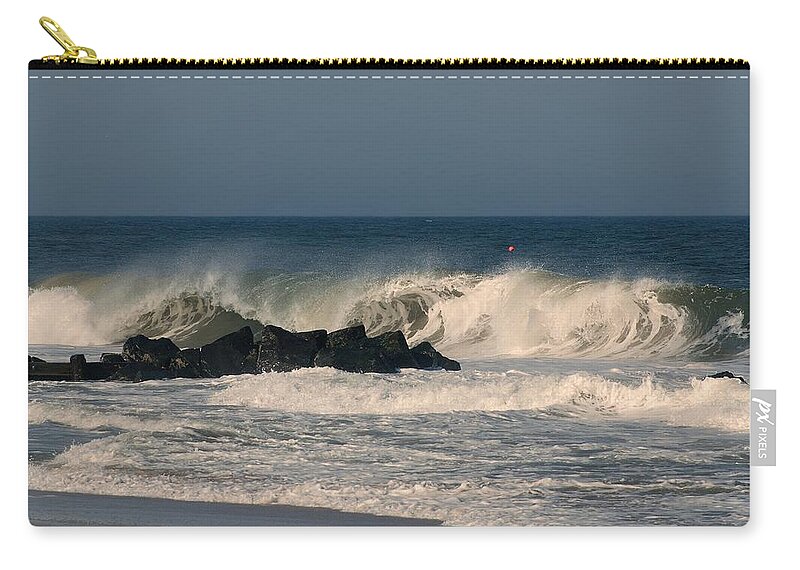 Jersey Shore Zip Pouch featuring the photograph When the Ocean Speaks - Jersey Shore by Angie Tirado