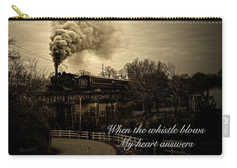 When The Whistle Blows Zip Pouch featuring the photograph When the Whistle Blows by Sharon Popek