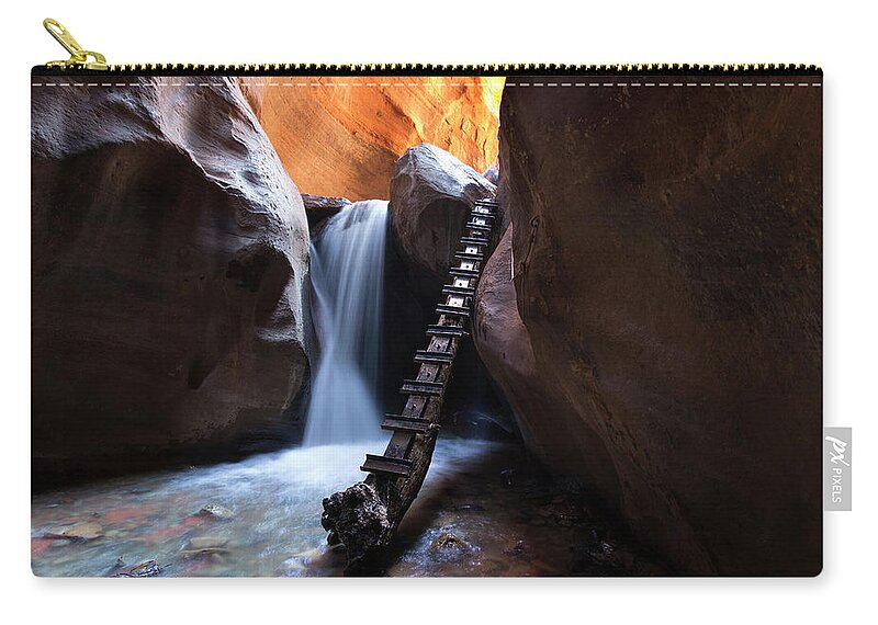 Ladder Zip Pouch featuring the photograph Whimsical Creek Crossing by Sue Cullumber