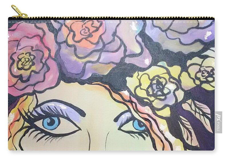 Flowers Zip Pouch featuring the painting Whimsical Hat by Lynne McQueen