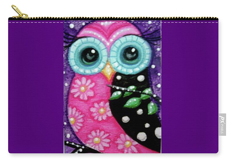 Whimsical Zip Pouch featuring the painting Whimsical Owl by Monica Resinger