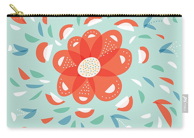 Floral Zip Pouch featuring the digital art Whimsical Red Flower by Boriana Giormova