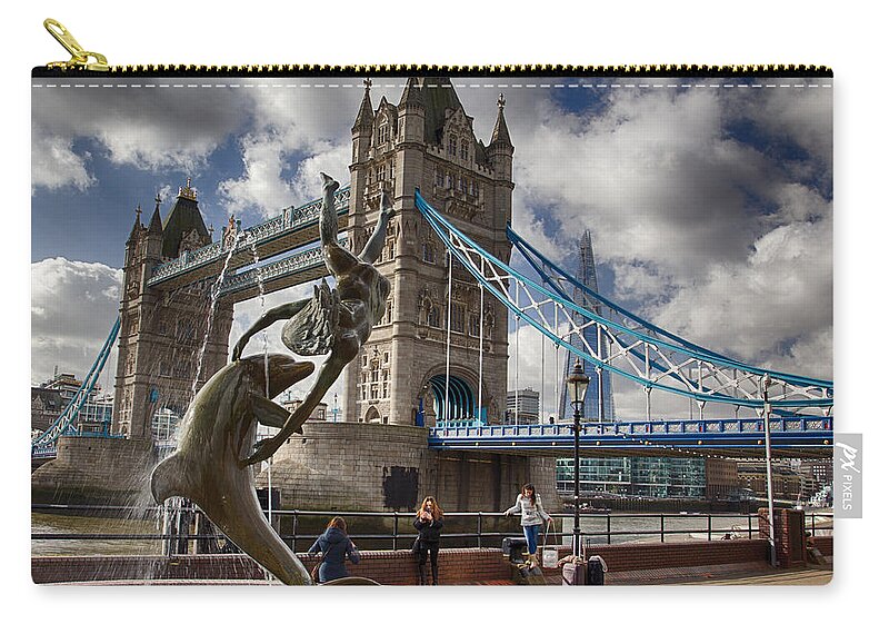 England Zip Pouch featuring the photograph Whimsy at Tower Bridge by Leah Palmer