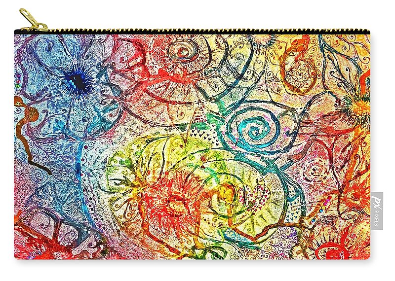 Flowers Zip Pouch featuring the painting Whimsy by Christine Paris