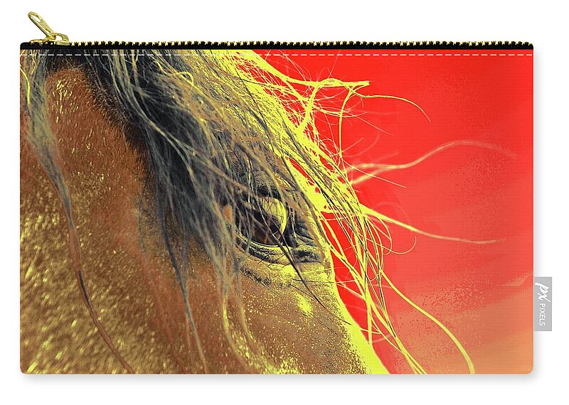 Horse Zip Pouch featuring the photograph Whips Eye Electrified by Amanda Smith