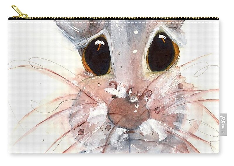 Hare Zip Pouch featuring the painting Whiskers by Dawn Derman
