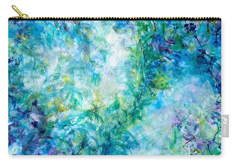 Abstract Florals Zip Pouch featuring the mixed media Whispering Songs by Christine Chin-Fook