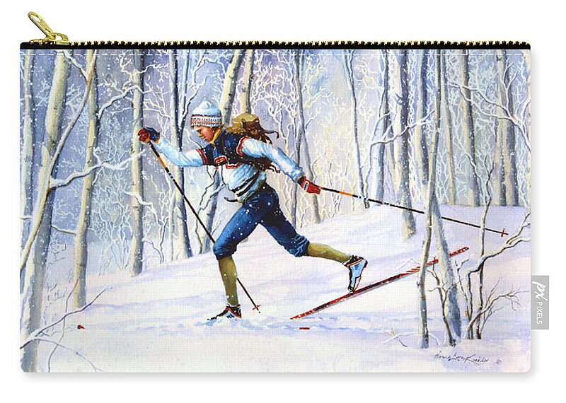 Sports Artist Zip Pouch featuring the painting Whispering Tracks by Hanne Lore Koehler