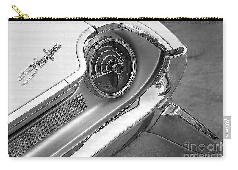 Oldsmobile Zip Pouch featuring the photograph White '61 Starfire by Dennis Hedberg