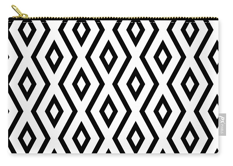 White And Black Carry-all Pouch featuring the mixed media White and Black Pattern by Christina Rollo