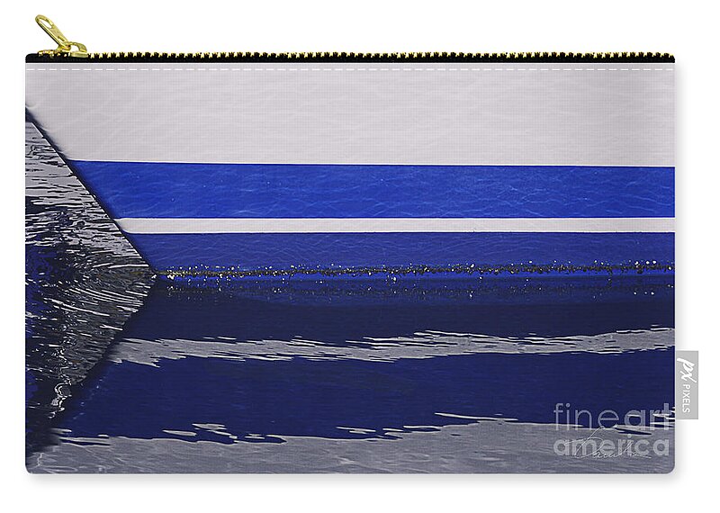White And Blue Boat Zip Pouch featuring the photograph White and Blue boat symmetry by Danuta Bennett