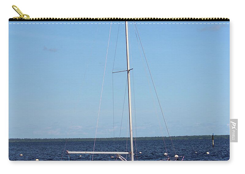 Boat Zip Pouch featuring the photograph White And Blue by Cynthia Guinn
