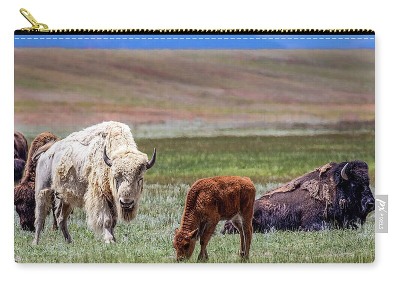 American Zip Pouch featuring the photograph White Buffalo by Dawn Key