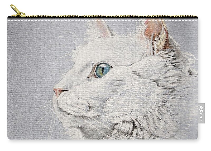 Cat Zip Pouch featuring the painting White Cat by Teresa Smith