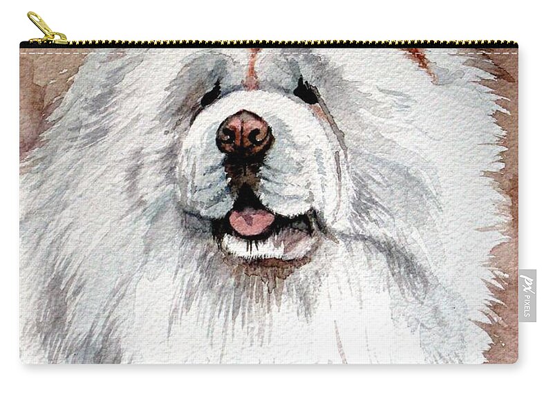 Chow Chow Zip Pouch featuring the painting White Chow Chow by Christopher Shellhammer