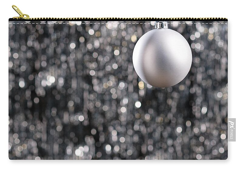 Advent Zip Pouch featuring the photograph White Christmas bauble by U Schade