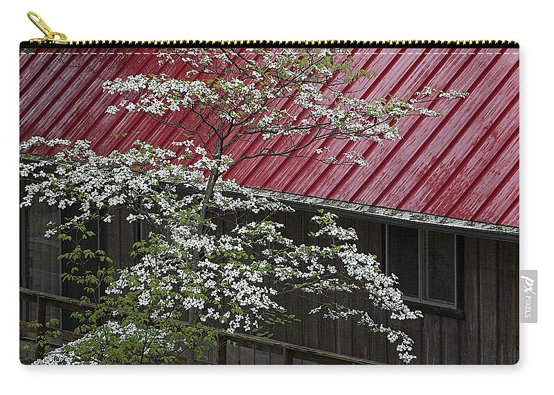Tree Zip Pouch featuring the photograph White Dogwood in the Rain by Mitch Spence