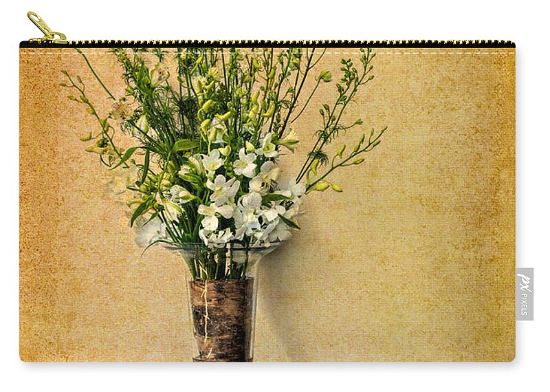 Arrangement Zip Pouch featuring the photograph Slender Vase by Maria Coulson