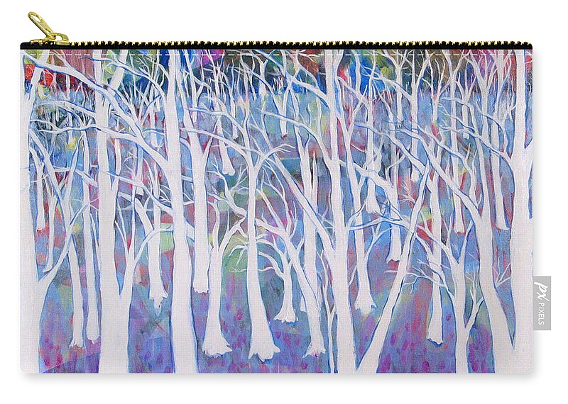 White Zip Pouch featuring the painting White Forest by Rollin Kocsis