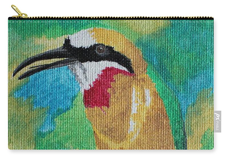 White-fronted Bee-eater Zip Pouch featuring the painting White-Fronted Bee-Eater by Amy Gallagher