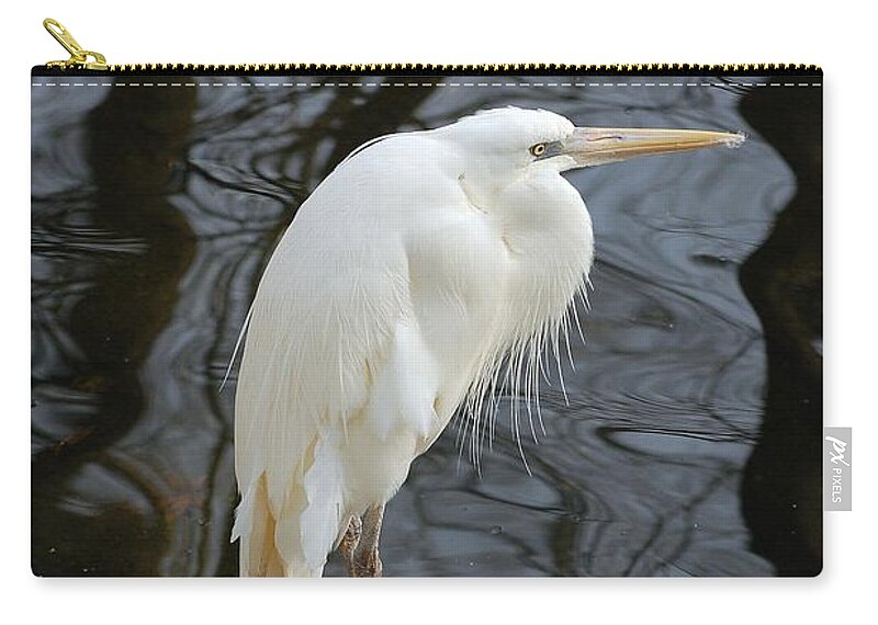 White Heron Zip Pouch featuring the photograph White Heron by Robert Meanor
