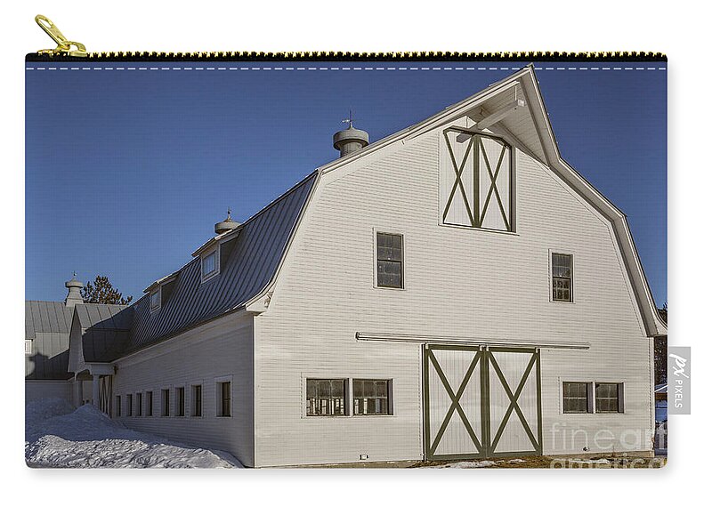 Vermont Zip Pouch featuring the photograph White horse barn in Vermont by Edward Fielding