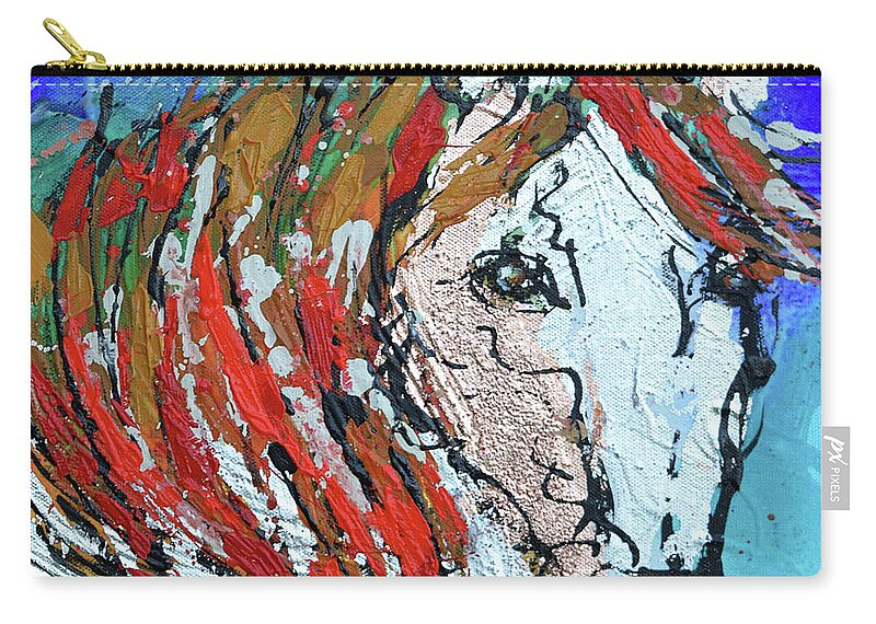  Zip Pouch featuring the painting White Horse by Jyotika Shroff