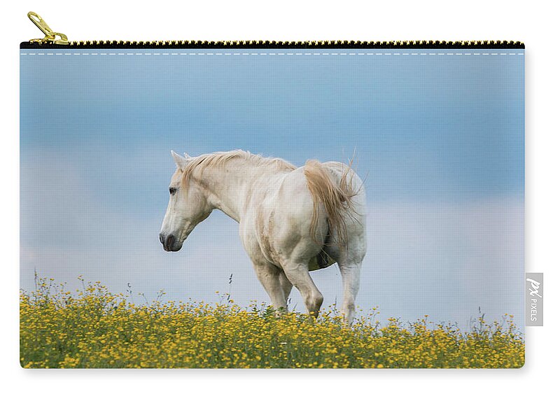 Horse Carry-all Pouch featuring the photograph White Horse of Cataloochee Ranch - May 30 2017 by D K Wall