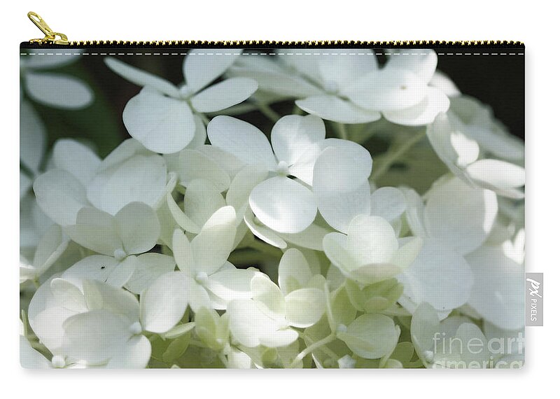  Floral Zip Pouch featuring the photograph White Hydrangea II by Mary Haber