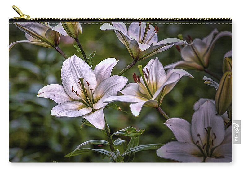 Lily Zip Pouch featuring the photograph White lilies #g5 by Leif Sohlman