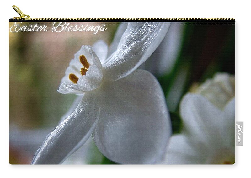 White Narcissi Zip Pouch featuring the photograph White Narcissi Easter Blessings 3 by Joan-Violet Stretch