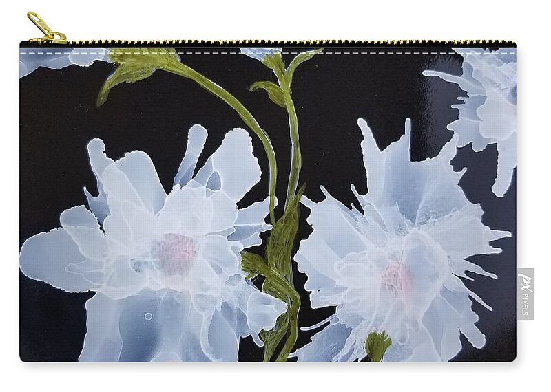 Abstract Zip Pouch featuring the painting White on Black plate by Donna Perry