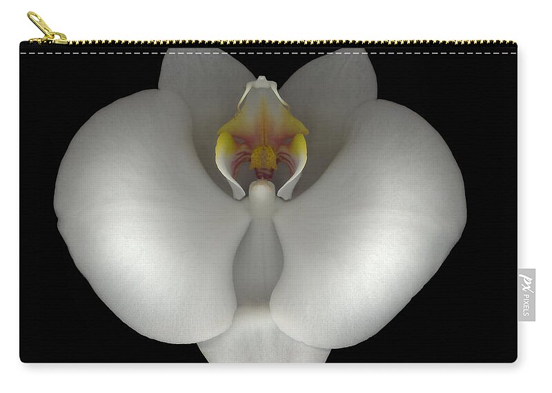  Zip Pouch featuring the photograph White Orchid on Black by Heather Kirk