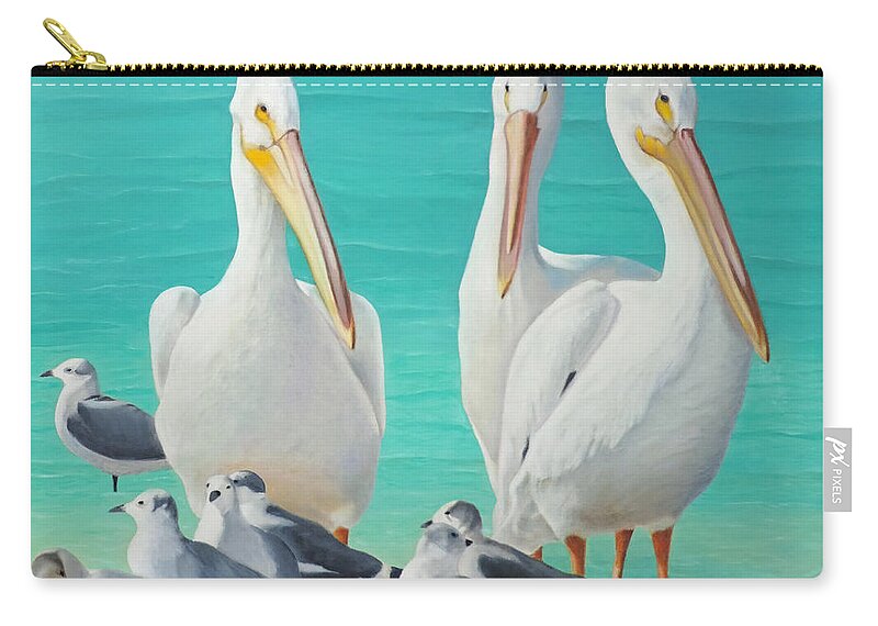 Pelican Zip Pouch featuring the painting White Pelicans by Jimmie Bartlett
