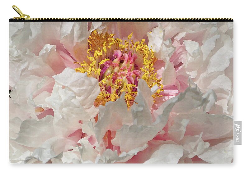 White Peony Zip Pouch featuring the photograph White Peony by Sandy Keeton