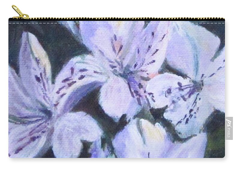 Acrylic Carry-all Pouch featuring the painting White Peruvian Lily by Paula Pagliughi