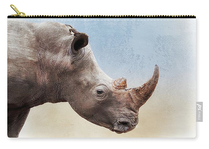 Animal Carry-all Pouch featuring the photograph White Rhino Closeup Square by Good Focused