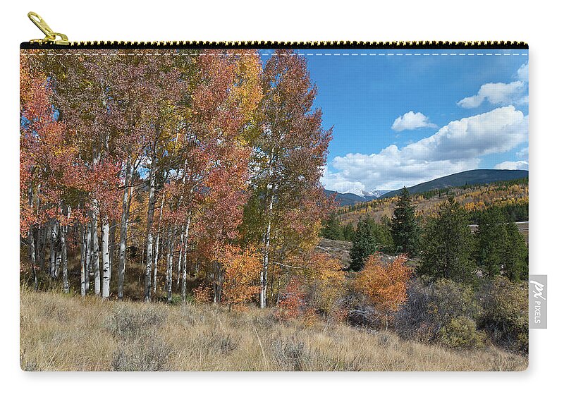 White River National Forest Zip Pouch featuring the photograph White River National Forest Autumn Landscape by Cascade Colors