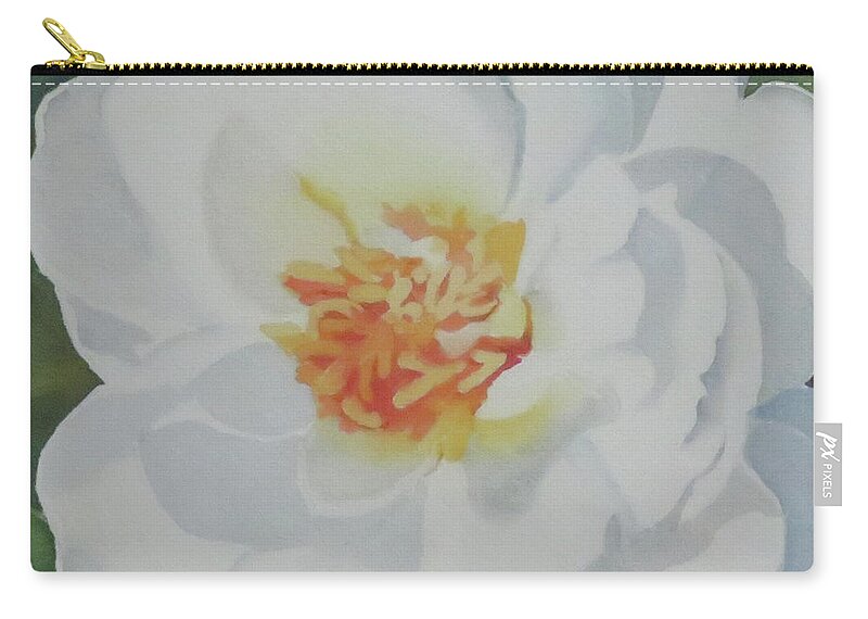 Floral Zip Pouch featuring the painting White Rose by Judy Mercer