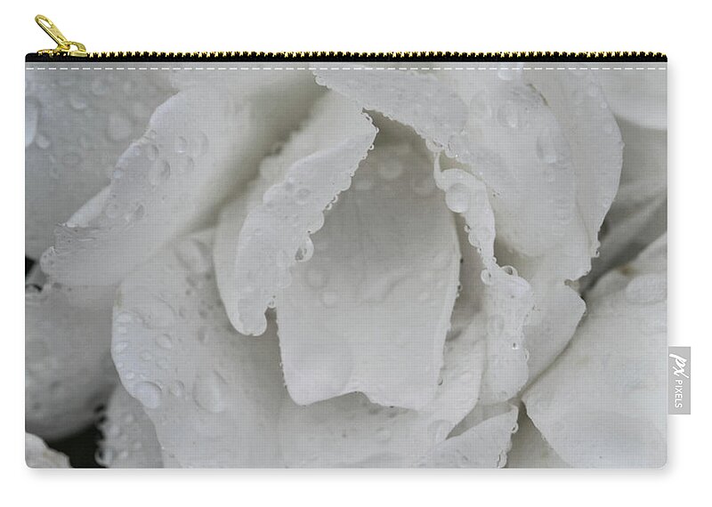 Rose Flower White Zip Pouch featuring the photograph White Rose by William Kimble