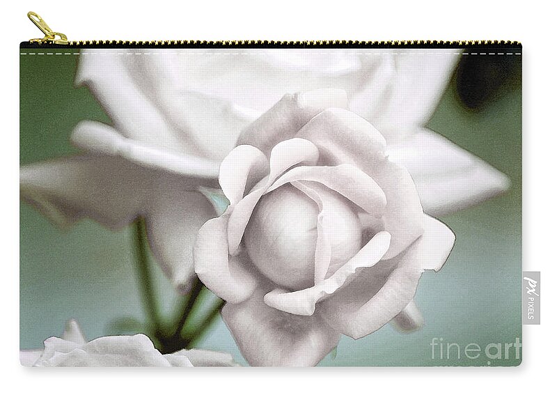 White Zip Pouch featuring the photograph White Roses by Dianne Morgado