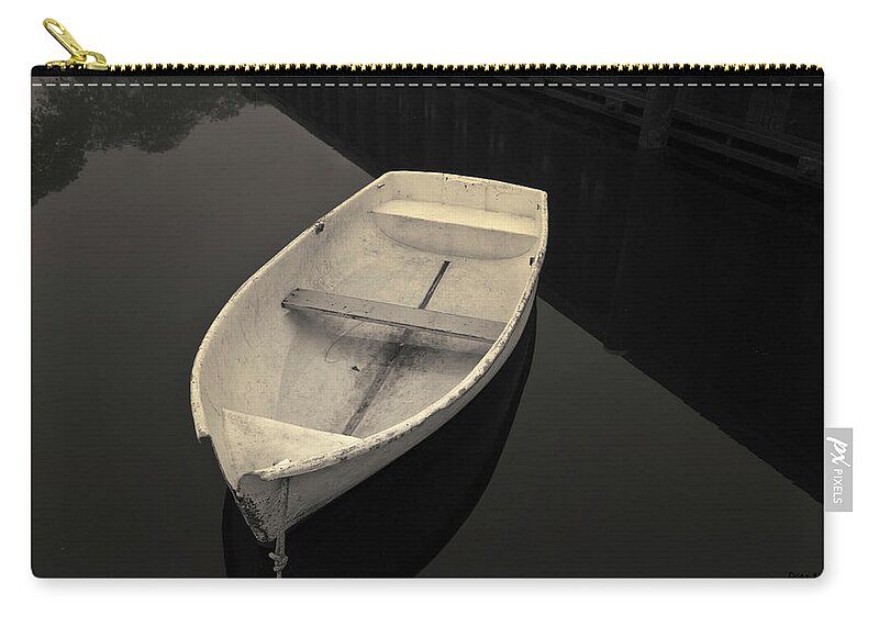 White Zip Pouch featuring the photograph White Rowboat Toned by David Gordon