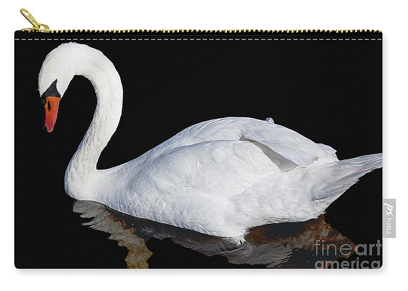 White Swan Zip Pouch featuring the photograph White Swan by David Millenheft