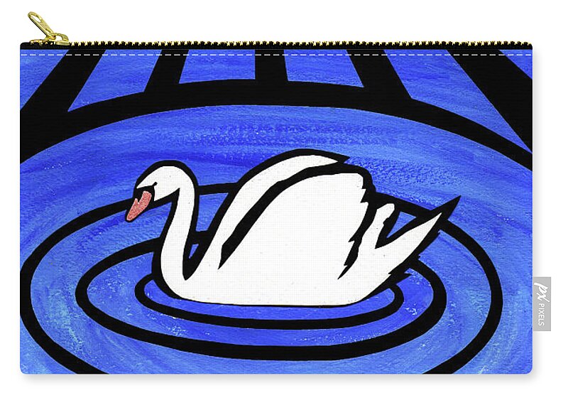 Swan Zip Pouch featuring the mixed media White Swan by Roseanne Jones