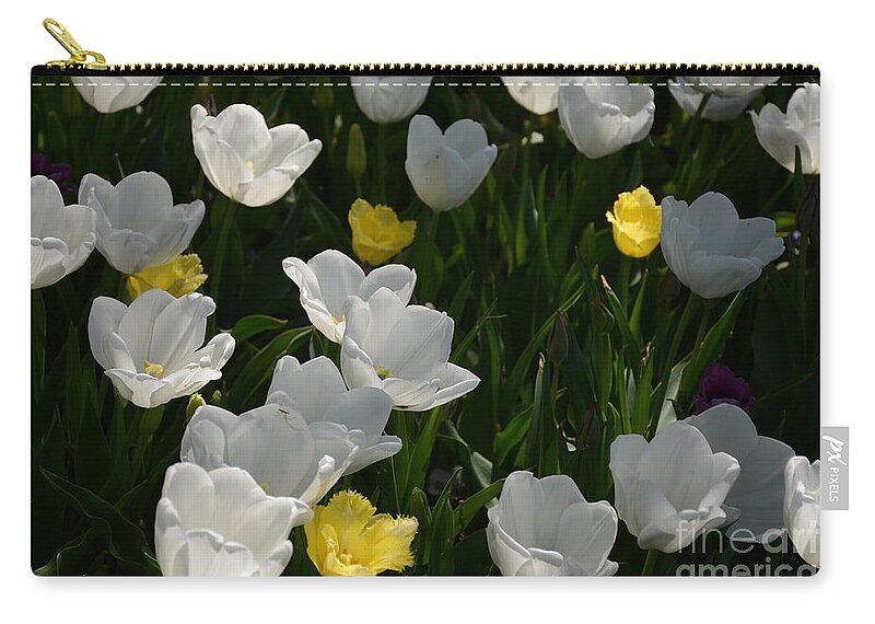 White Tulips Zip Pouch featuring the painting Happy Day by Constance Woods