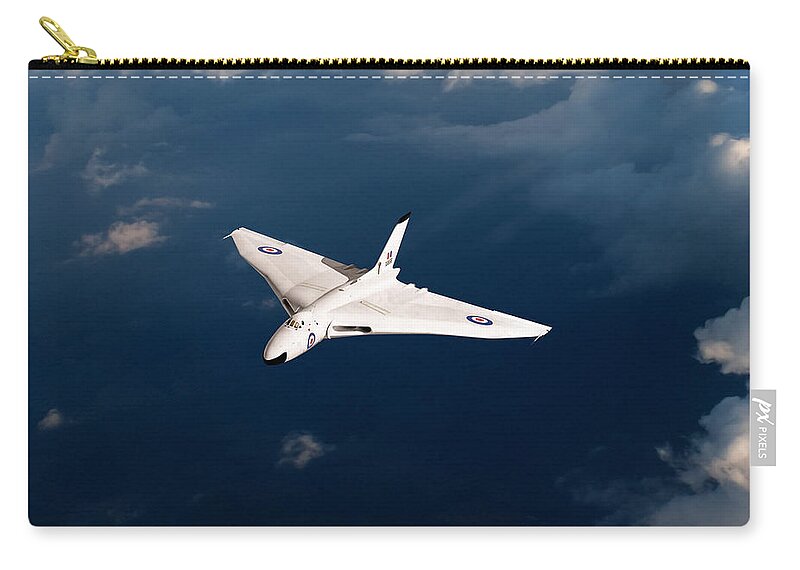 Avro Vulcan Zip Pouch featuring the digital art White Vulcan B1 at altitude by Gary Eason