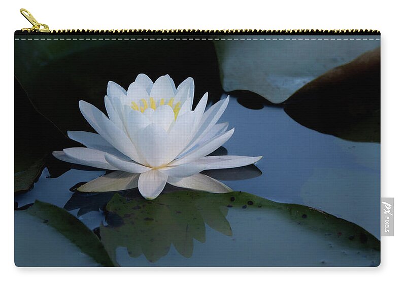 Water Zip Pouch featuring the photograph White Water Lily by Jack Nevitt