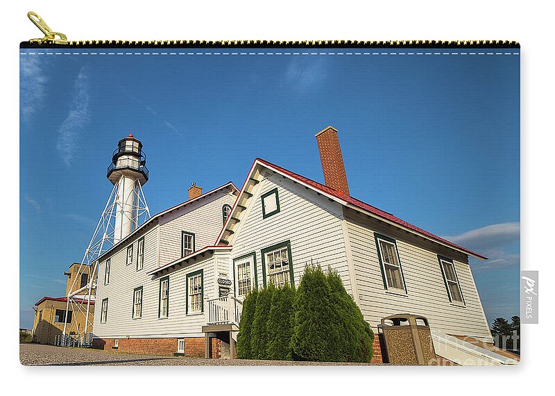 Michigan Lighthouse Zip Pouch featuring the photograph Whitefish Point Lighthouse -3496 Michigan's Upper Peninsula by Norris Seward
