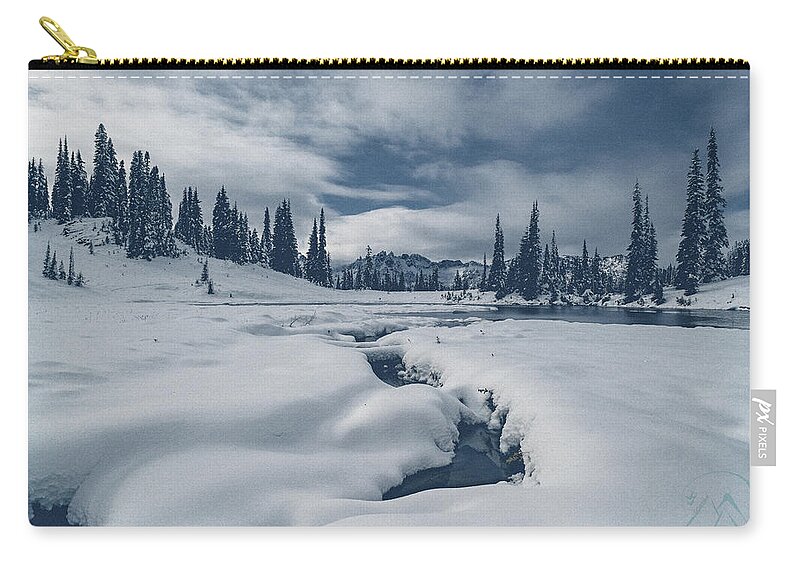 Mt. Rainier Zip Pouch featuring the photograph Whiteout by Gene Garnace