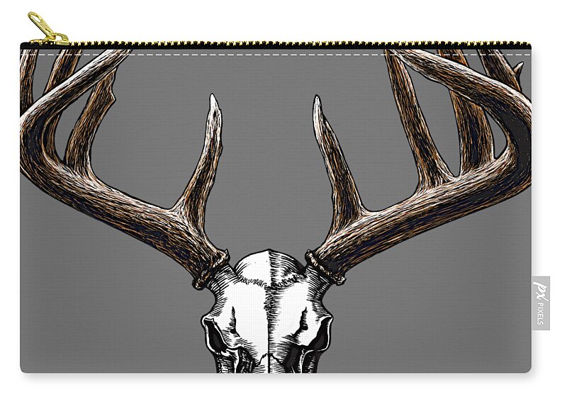 Old Style Zip Pouch featuring the painting Whitetail Skull by Robert Corsetti